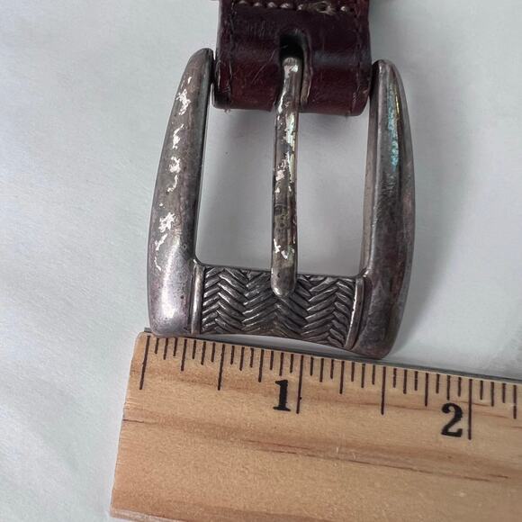 Vtg. ONYX By Brighton 2 Tone Braided Leather Belt with a Silver Buckle Size 38